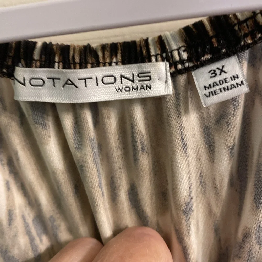 Notations Black and Brown Patterned Women's Top - Picture 2 of 4